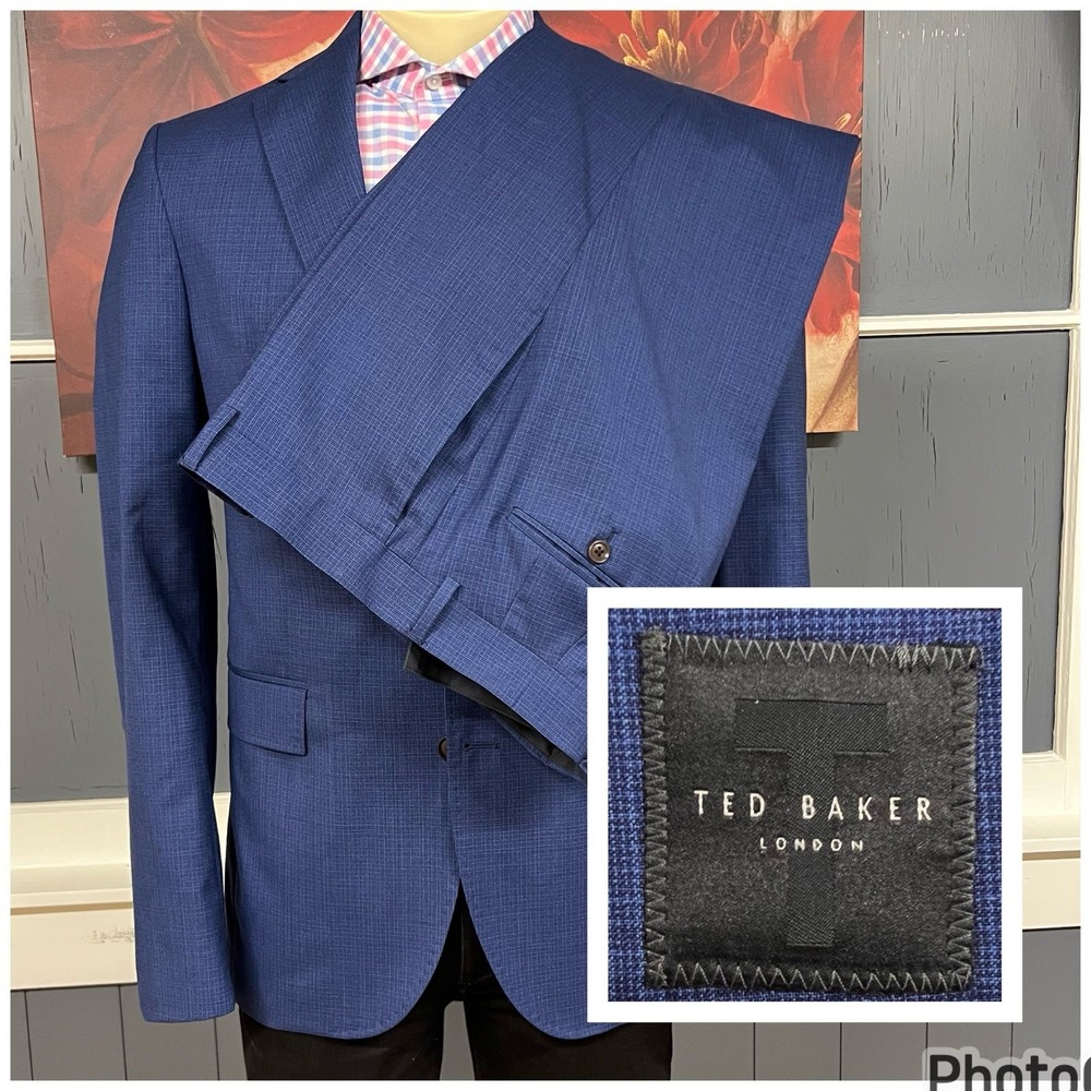 Ted Baker Men's Blue Textured Two-Piece Suit